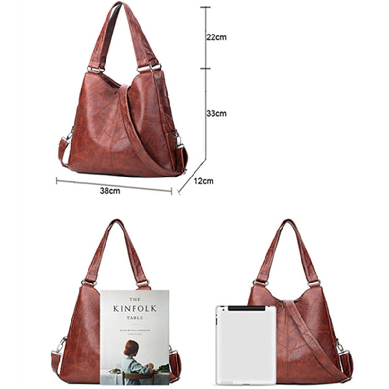 Casual Handbag Simple Female Handbag Shoulder Bag Handbag Retro Women'S Solid Color Handbag - ebowsos
