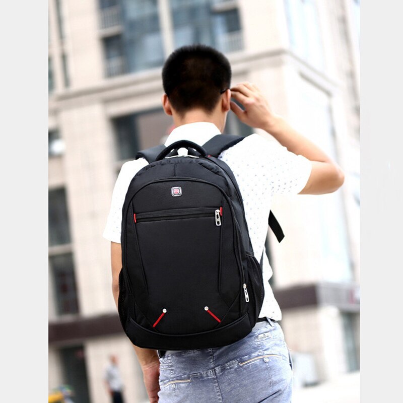 Casual Solid Color Material Oxford Man's Backpack Multi-functional Large-capacity Student Schoolbag Simple Bag - ebowsos