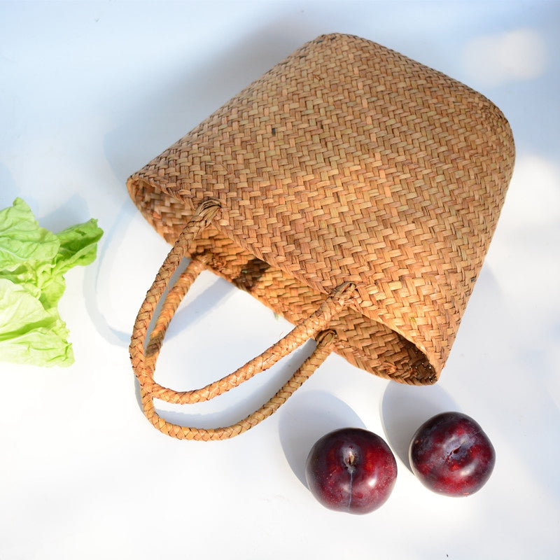 Casual Straw Bag Natural Wicker Tote Bags Women Braided Handbag For Garden Handmade Mini Woven Rattan Bags - ebowsos