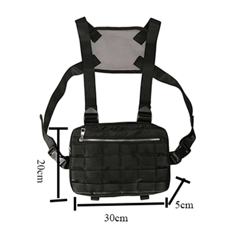Chest Rig Bags Adjustable Pocket Hip Hop Streetwear Functional Breast Bag Cross Shoulder Bag - ebowsos