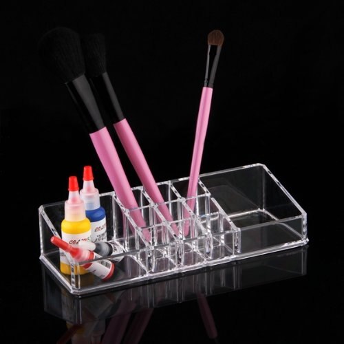 Clear Acrylic Cosmetic Organiser Lipstick Brush Holder Makeup  Case - ebowsos