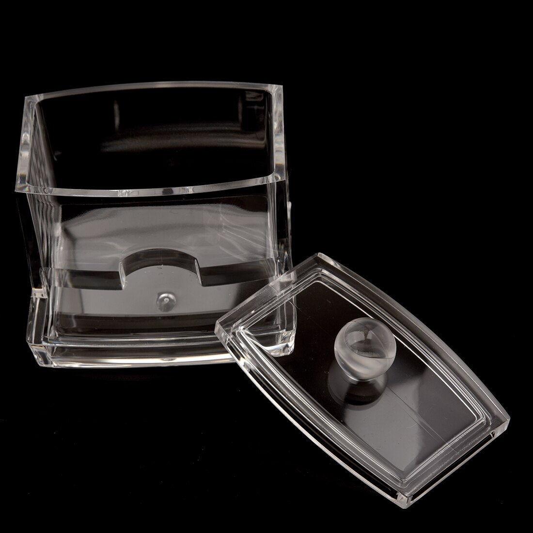 Clear Acrylic Cotton Swab Makeup Case Stick Box  Stand Rack - ebowsos