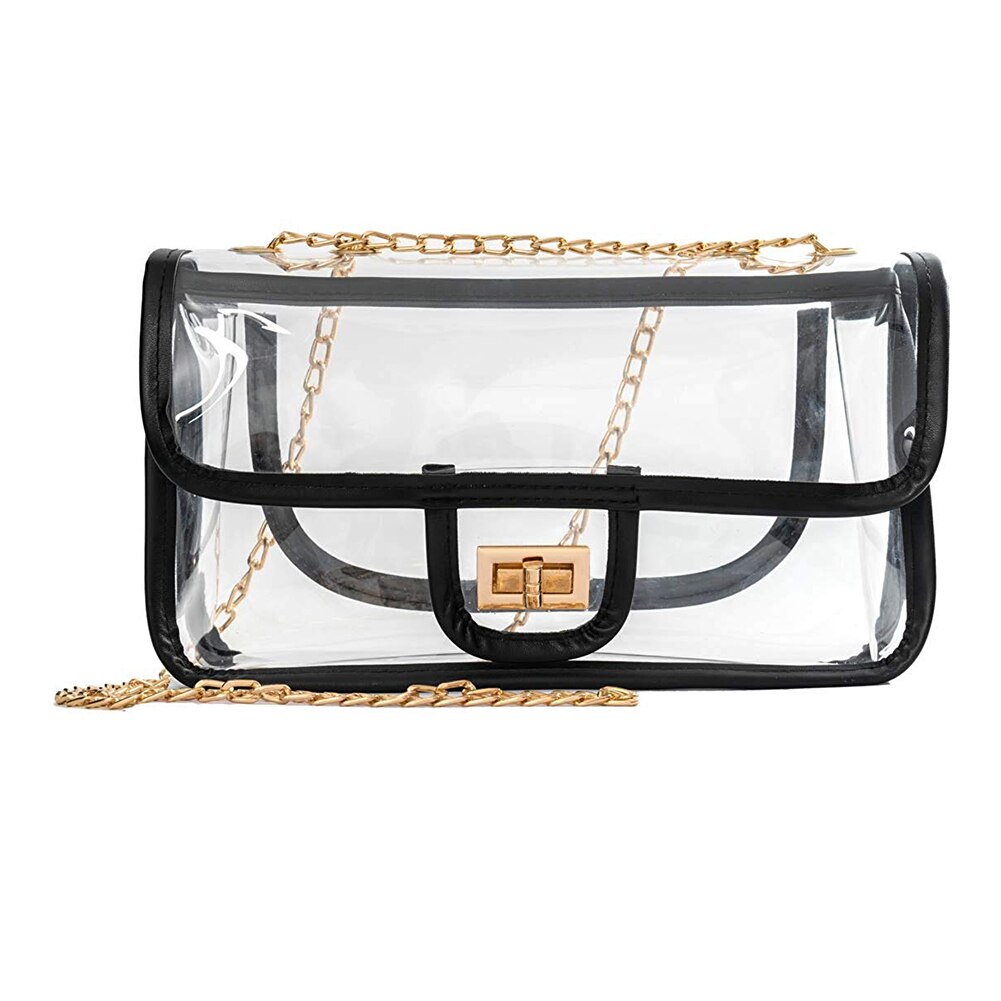 Clear Crossbody Bag for Women The Transparent Tote Bag with Chain Messenger Shoulder Handbag Purse - ebowsos
