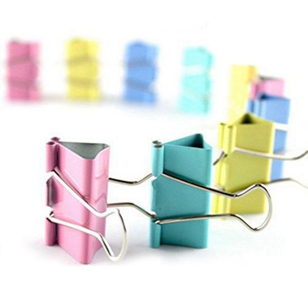 Colorful Metal Binder Clips, Assorted Colors and size 19mm, 120 Clips - ebowsos