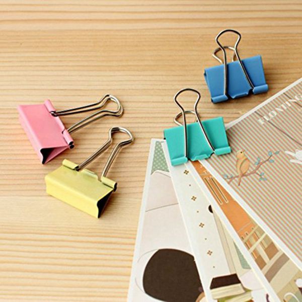 Colorful Metal Binder Clips, Assorted Colors and size 19mm, 120 Clips - ebowsos