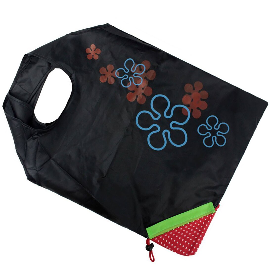 Compact Reusable Bag, folded like a Strawberry, Black - ebowsos