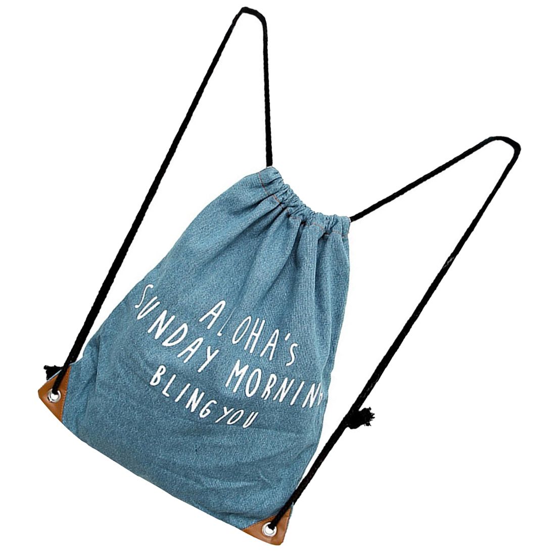 Convenient denim Backpack Retro style Drawstring Bag size about 33 * 40cm - ebowsos