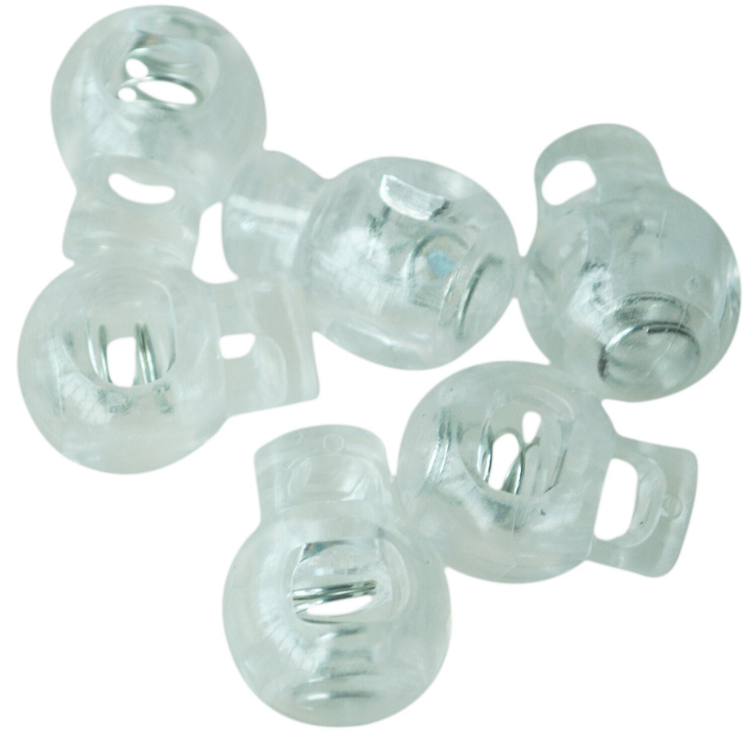 Cord Locks Ends Spring Stop Toggles 6.5mm Dia Hole 20pcs Clear White - ebowsos