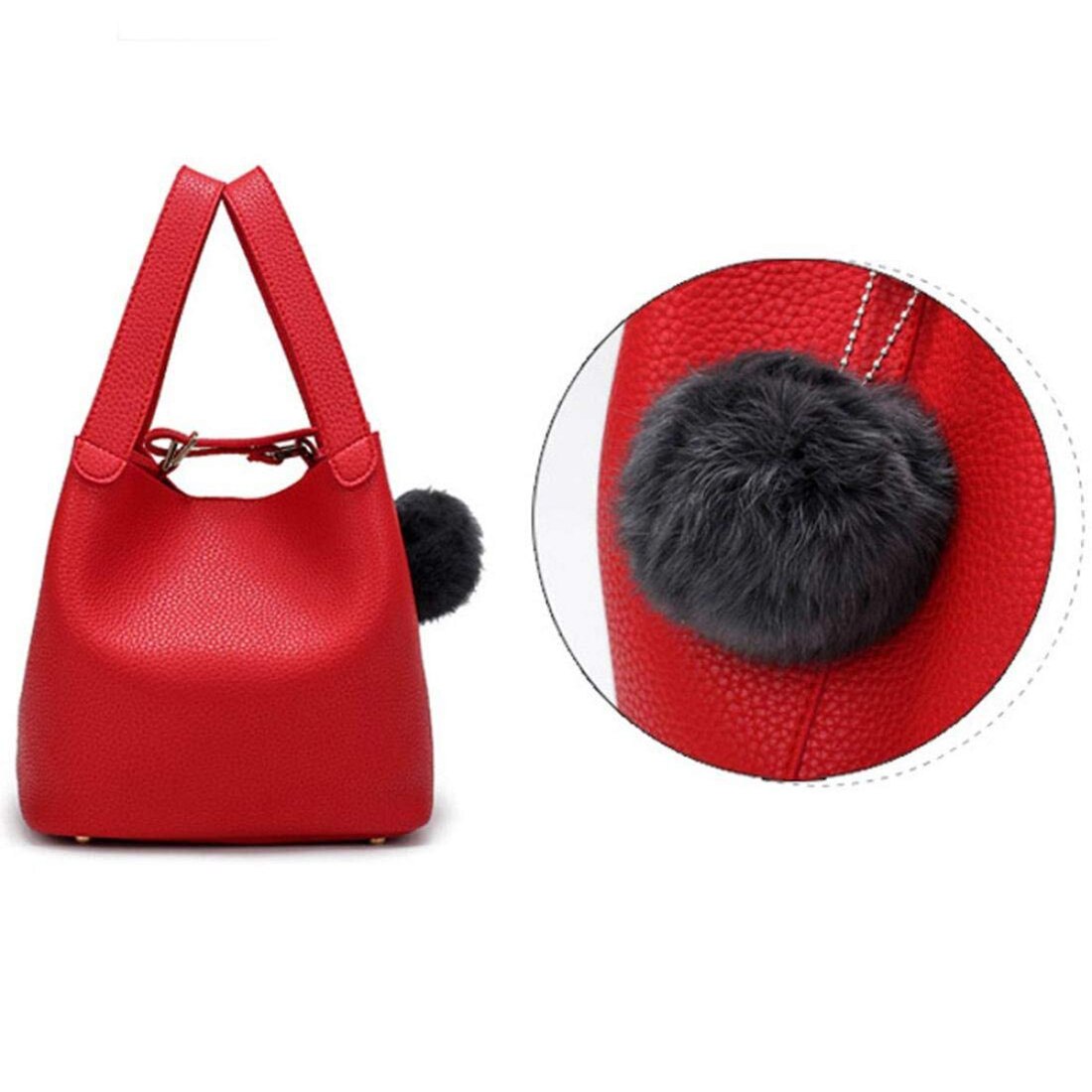 Crossbody Bag,Cute Hair Ball PU Leather Hasp Handbags Shoulder Bag Messenger Tote Purse For Women and Girls - ebowsos