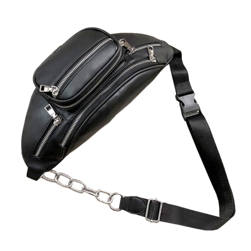 Crossbody Bags for Women PU Leather Shoulder Chest Bag Large Capacity Ladies Handbag Zipper Waist Pack - ebowsos