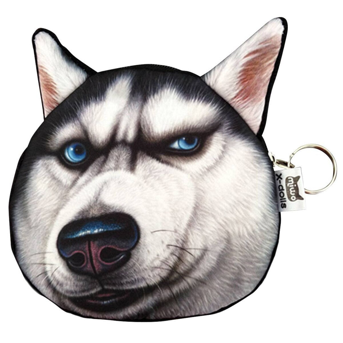 Cute Lovely 3D Dog Face Zipper Case Coin Girl Purse Wallet Makeup Bag Pouch Huskies - ebowsos