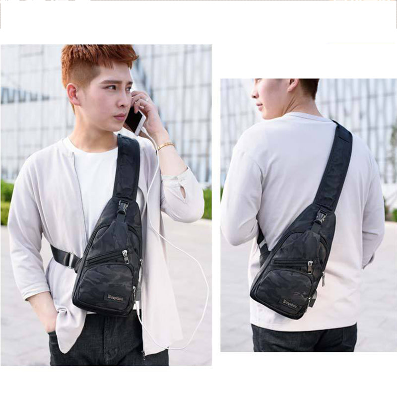 DINGXINYIZU Casual Camouflage Crossbody Chest Sling Bag Travel Bag with USB Charger Port For Men - ebowsos