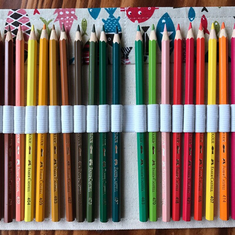 Design Canvas Wrap Holder for 72 Colored Pencil, Roll Case for Pencils, Travel Organizer Pouch for Artist, Multi-purpose - ebowsos