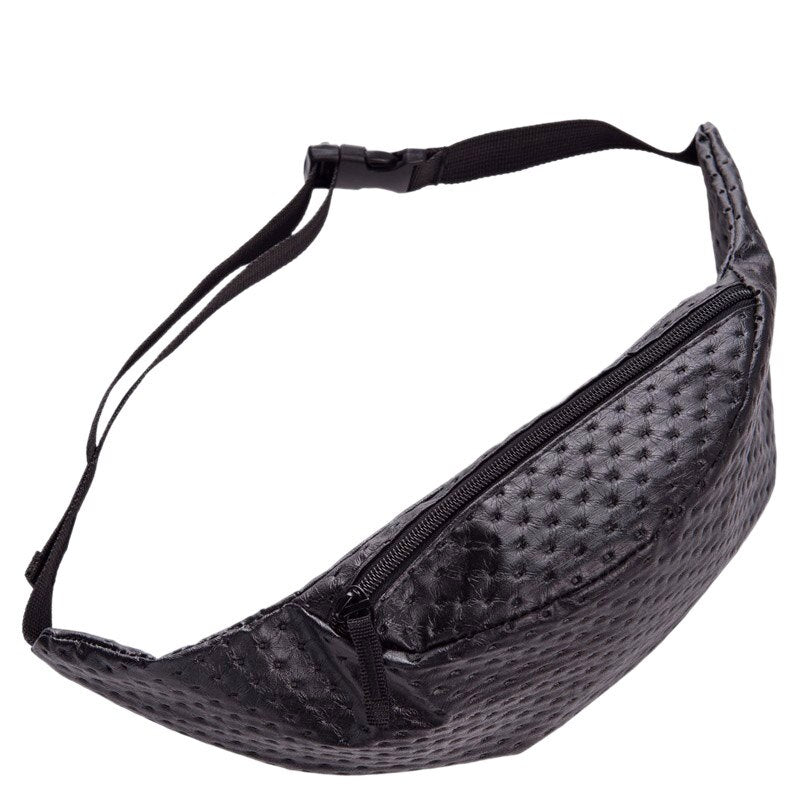 Dot leather belt bag PU fanny pack for women waist bag pouch bag(Black) - ebowsos