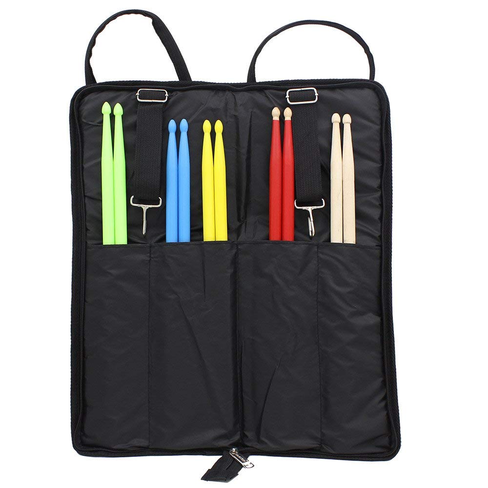 Drumstick Bag Case Drum Stick Holder Percussion Drum Mallet Bag with External Pocket and Floor Tom Hooks - ebowsos
