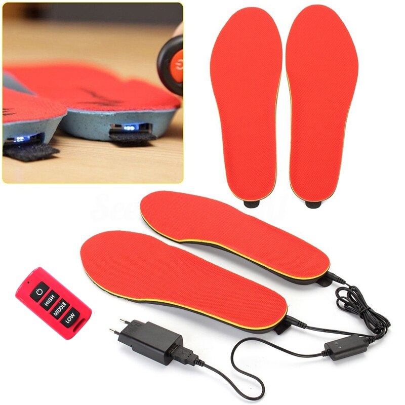 Electric Heated Shoe Insoles Foot Warmer Heater Feet Battery Warm Socks Ski Boot - ebowsos