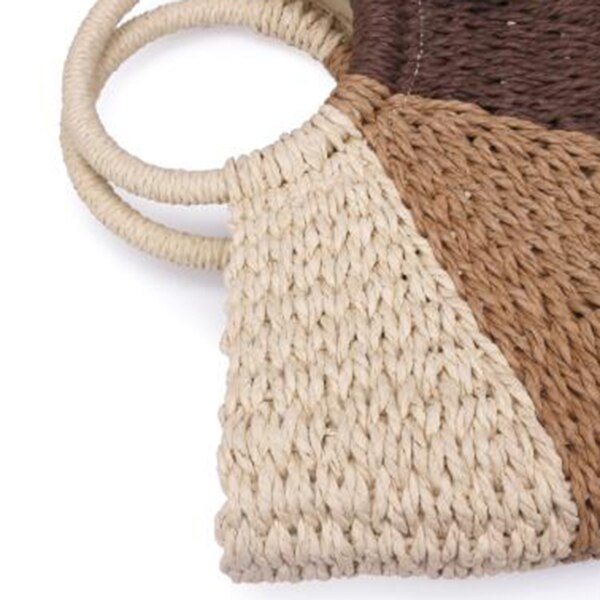 Europe And The United States Retro Straw Bag Classic Semi-Circle Bag Transition Paper Rope Woven Bag Beach Bag Casual Han - ebowsos