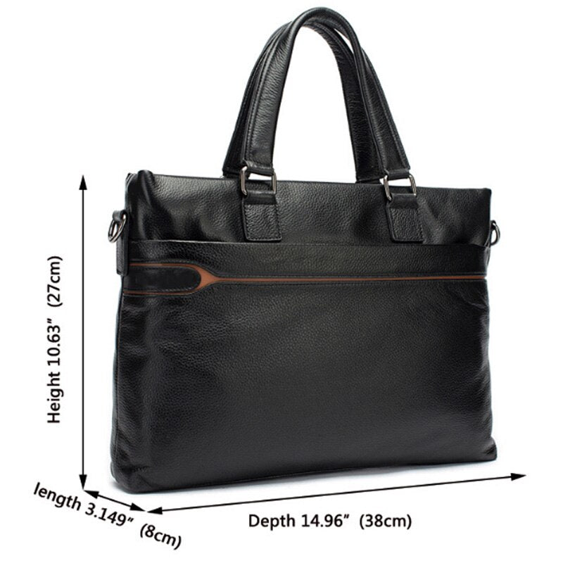 European And American Men'S Portable Briefcase Fashion Trend Men'S Business Shoulder Computer Bag Leather Men'S Bag - ebowsos