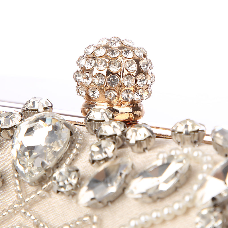 Evening Bags Diamond Rhinestone Pearls Beaded Day Clutch Women's Purse Handbags Wallets Evening Wedding Bag - ebowsos