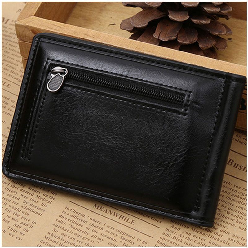 Famous GUBINTU brand men leather money clip wallet with pocket magnet portable man wallet with card lock (black) - ebowsos
