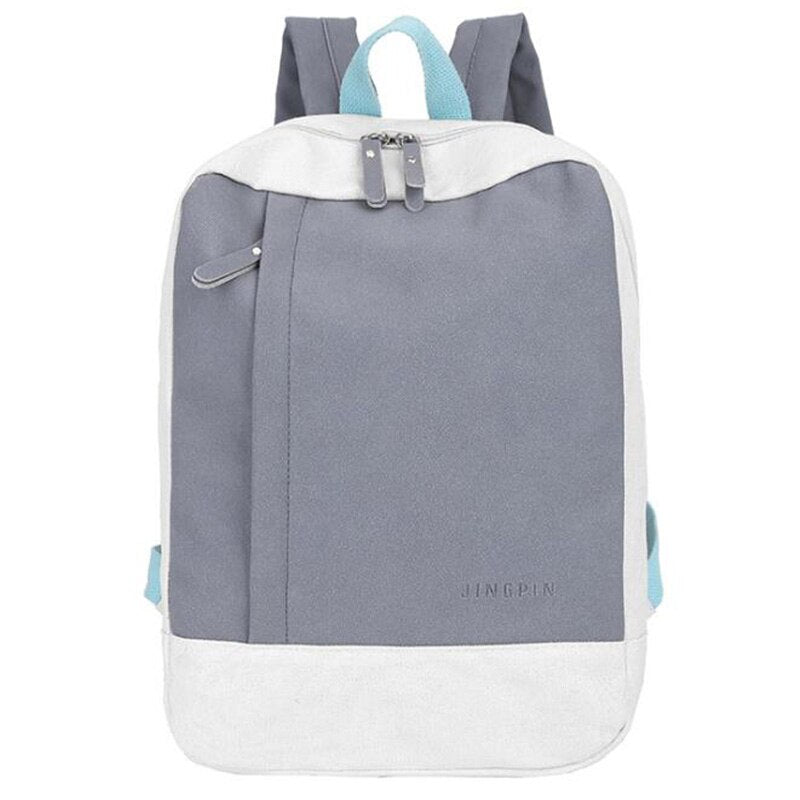 Fashion Canvas Ladies Backpack Harajuku Style Small Fresh And Simple Contrast Canvas Backpack - ebowsos