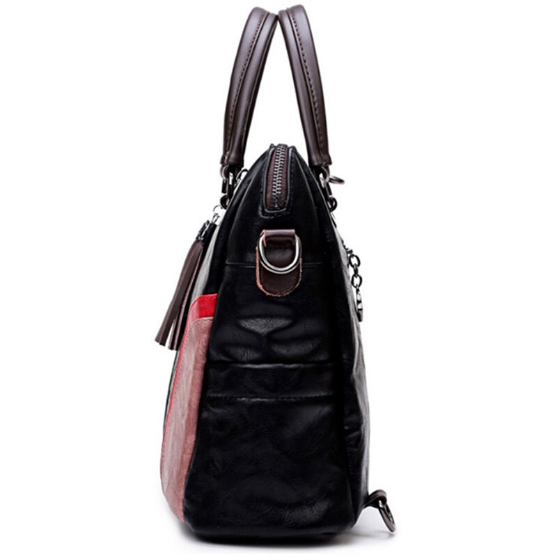 Fashion Contrast Shoulder Bag Tassel Crossbody Bag Multifunctional Zipper Backpack  Leather Tassel Backpack - ebowsos