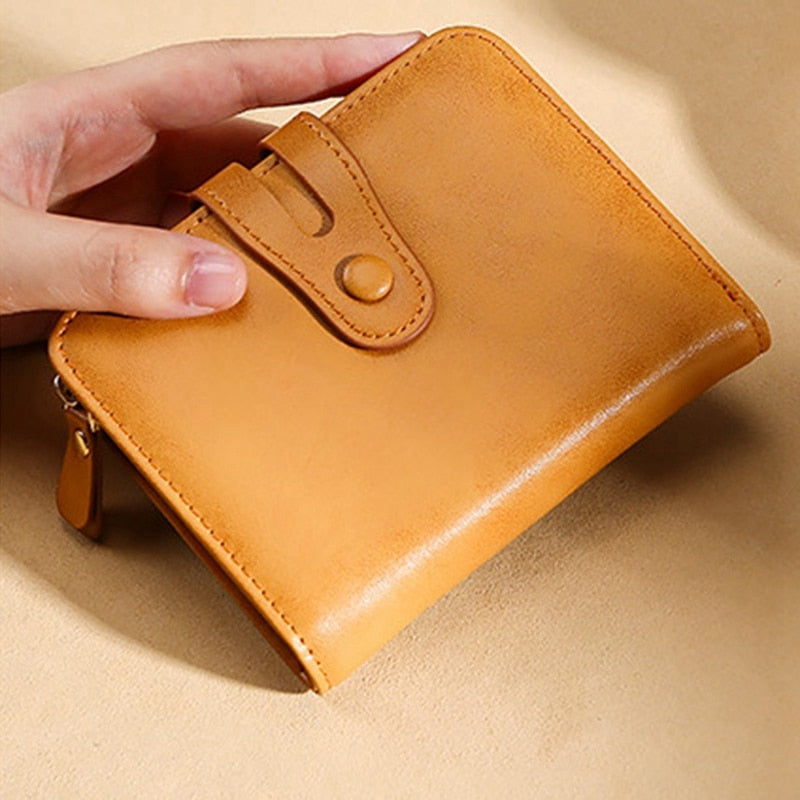 Fashion Design Wallet Women Cowhide Card Holder Female Purse Zipper Short Clutch Ladies Purses With Coin Pocket - ebowsos