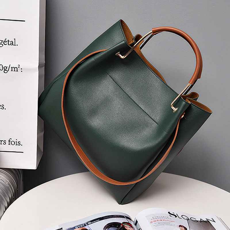 Fashion Female Shoulder Bag Pu Leather Women Handbag Simple Style Messenger Bag Top-Handle Large Capacity Hand Bags - ebowsos