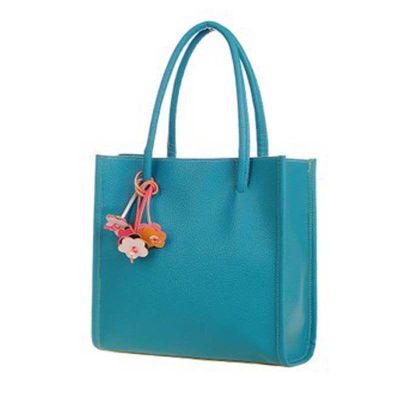 Fashion Girls Handbags Trendy Leather Shoulder Bag Candy Color Flowers Totes Red - ebowsos
