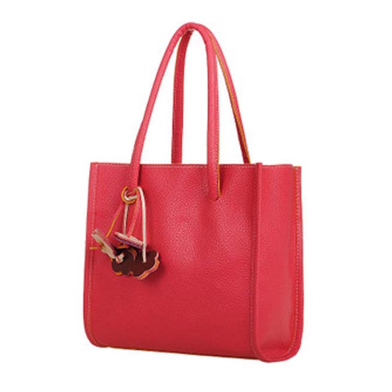Fashion Girls Handbags Trendy Leather Shoulder Bag Candy Color Flowers Totes Red - ebowsos
