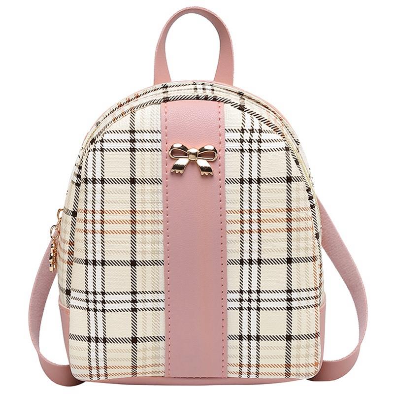 Fashion Ladies Backpack Soft Press Multi-Function Small Backpack Hit Color Striped Backpack Girls - ebowsos