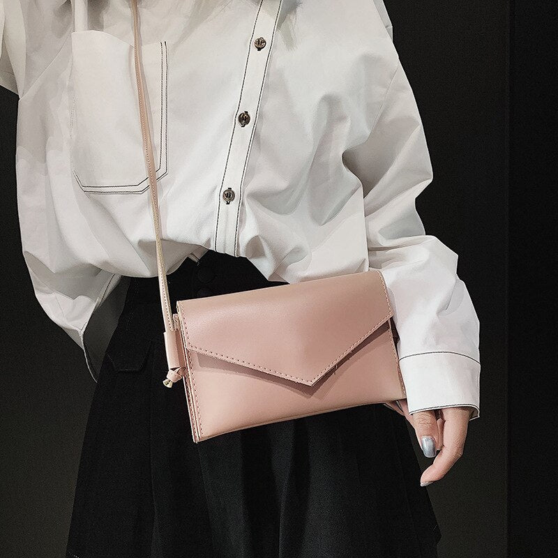 Fashion Lady Envelope Bag Clutch Bag Solid Shoulder Bag Ladies Simple Multi-Function Evening Bag - ebowsos