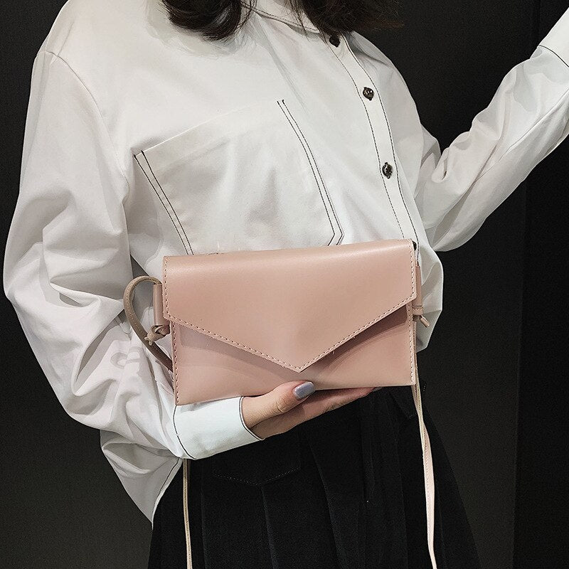 Fashion Lady Envelope Bag Clutch Bag Solid Shoulder Bag Ladies Simple Multi-Function Evening Bag - ebowsos