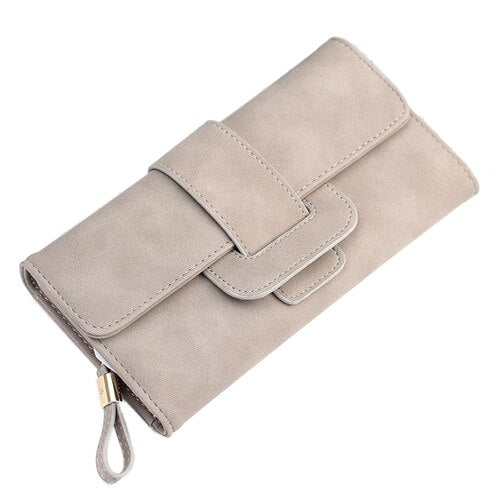 Fashion Lady Purse Button Handbag PU Leather Wallet Phone Cover For Under 5.5 Inch Smartphone Gray - ebowsos