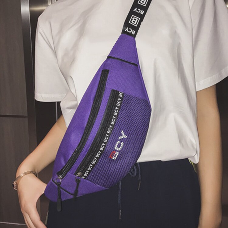 Fashion Neutral Outdoor Zipper Canvas Messenger Bag Sport Chest Bag Waist Bag - ebowsos