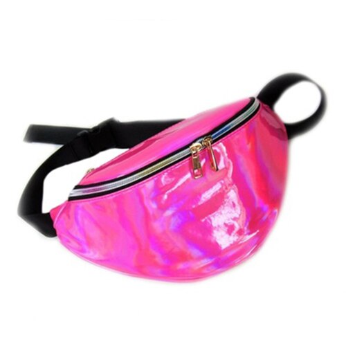 Fashion PU Fanny Pack Laser Purse Reflective Translucent Waist Chest Bag(Gold) - ebowsos