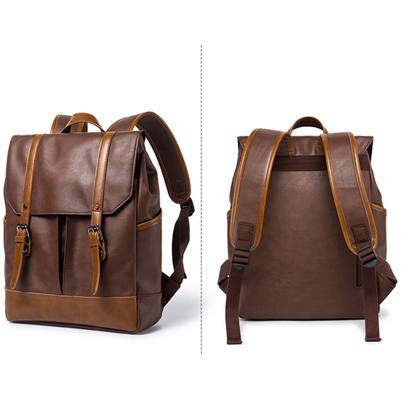 Fashion Pu Leather Backpacks Vintage Casual Notebook Backpack Man And Women Student School Bags Shoulder Bags Backpack - ebowsos