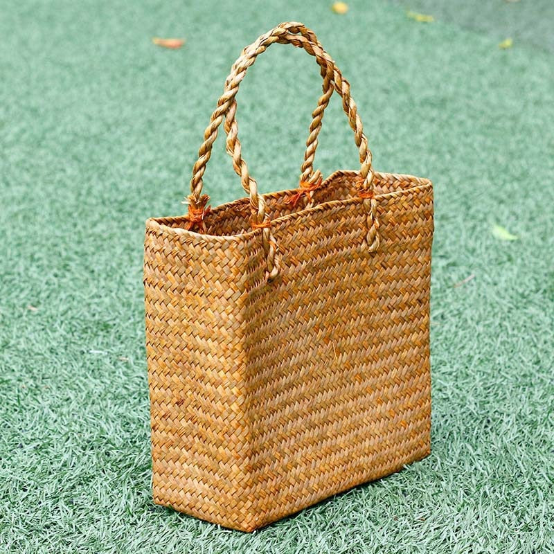 Fashion Straw Summer Women Beach Handbags Female Flap Handbags Designer Lady Retro Rattan Handmade Tote Bag - ebowsos