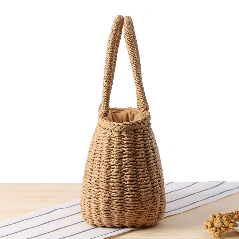 Fashion Summer Beach Bag Handmade Bag Rattan Basket Bag Women Holiday Bohemian Bag Small Tote - ebowsos