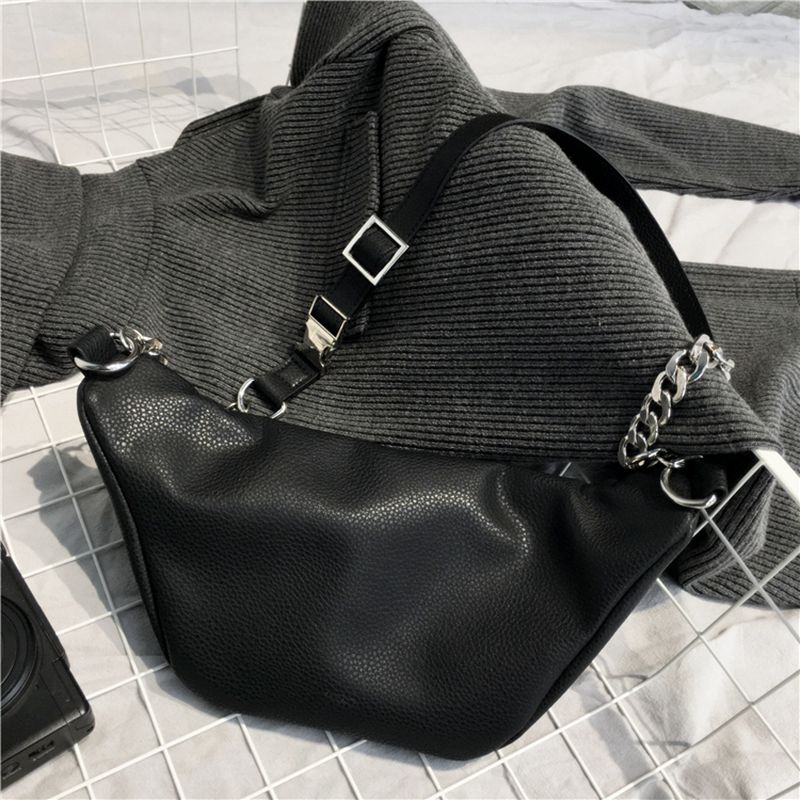 Fashion Waist Fanny Pack Women PU Leather Belt Zipper Waist Bag Chest Tote Purse(Black) - ebowsos
