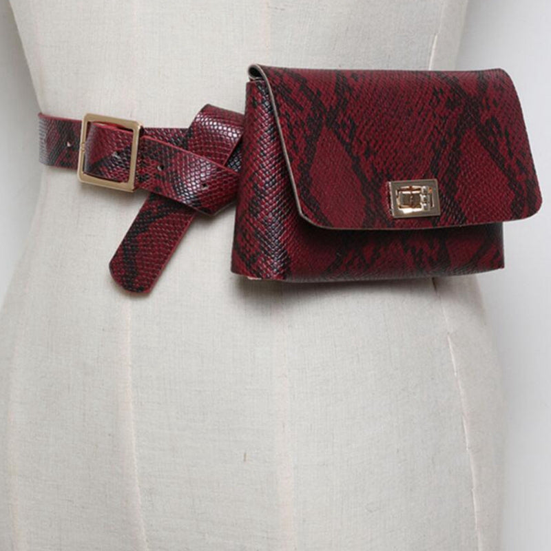 Fashion Wild Retro Pockets Snakeline Detachable Belt Mobile Phone Bag - ebowsos