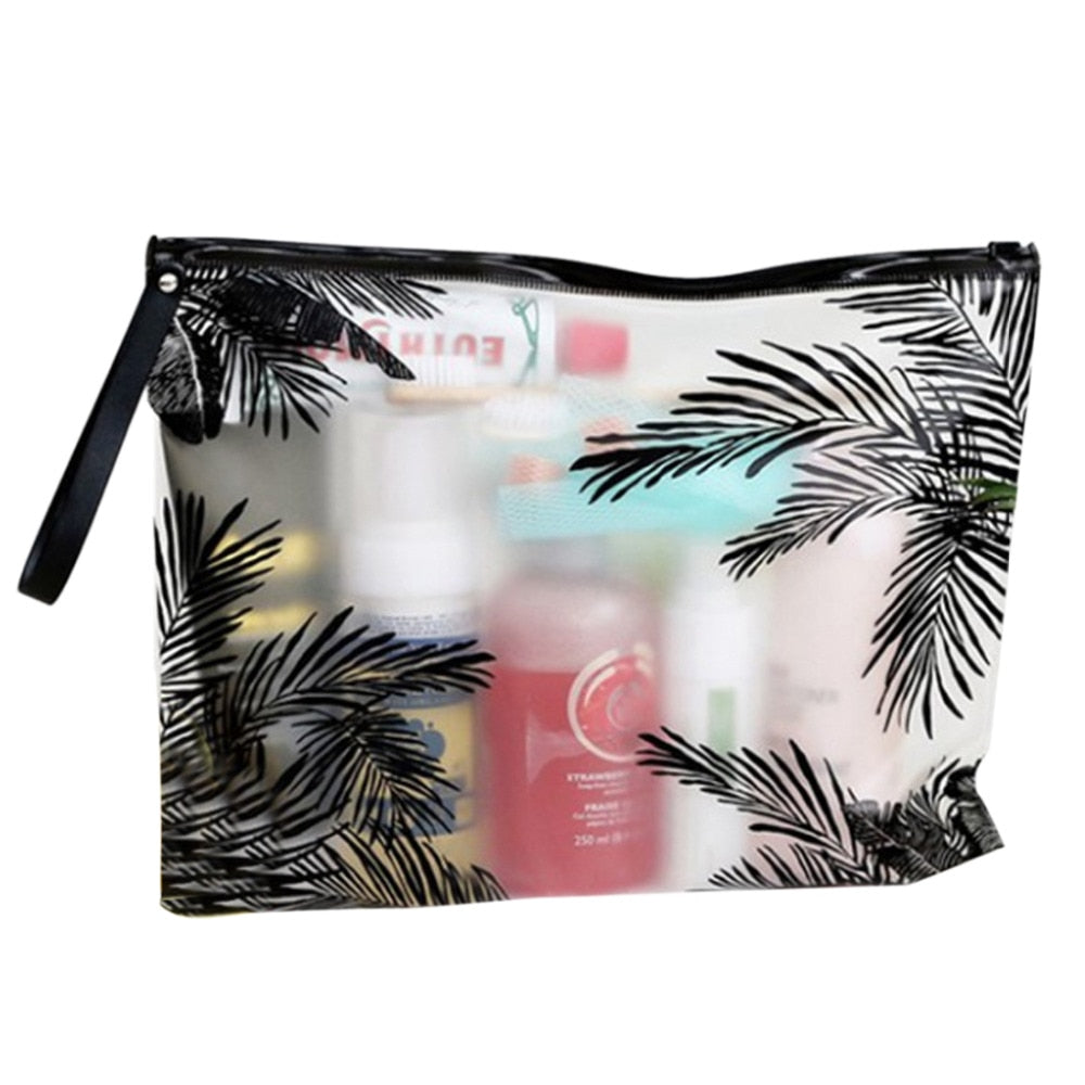 Fashion Women Clear Cosmetic Bags PVC Toiletry Bags Travel Organizer Makeup Bag Bath Wash Make Up Box - ebowsos