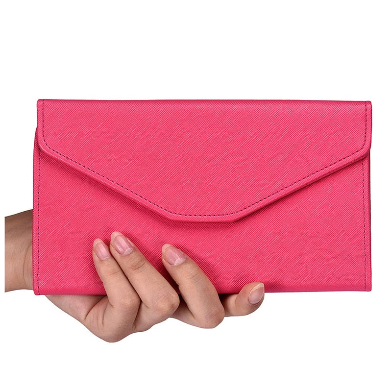 Fashion Women Clutch Wallet Card Holder Handbag Phone Bag Long Purse Purple - ebowsos