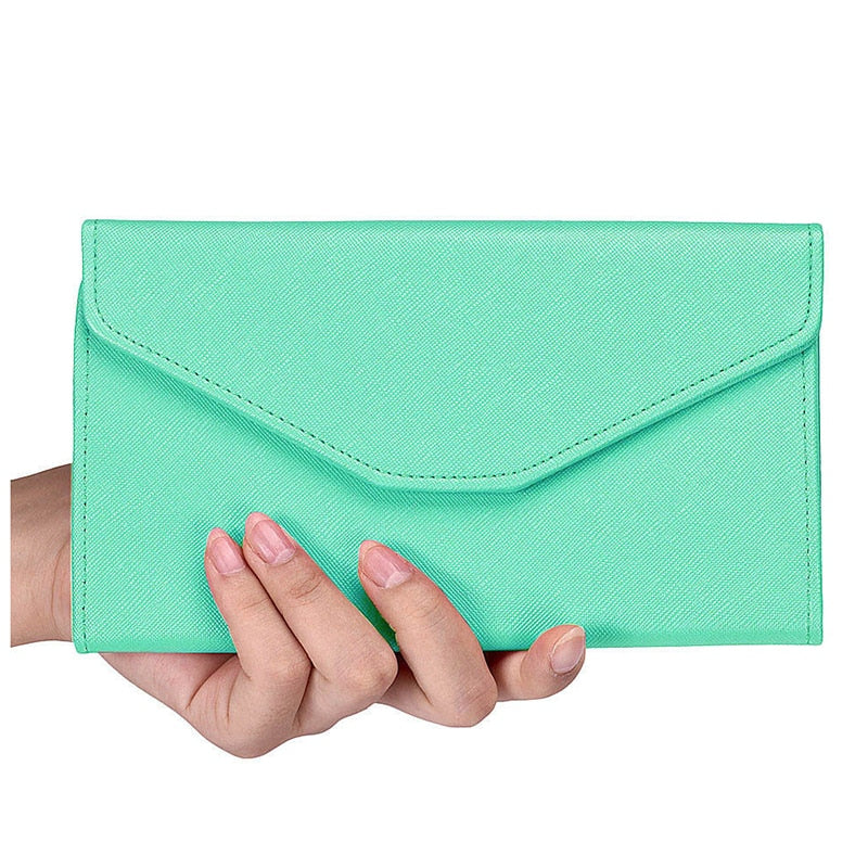 Fashion Women Clutch Wallet Card Holder Handbag Phone Bag Long Purse Purple - ebowsos