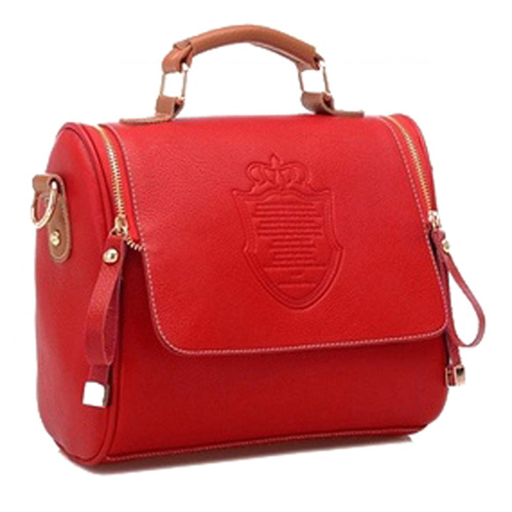 Fashion Women Handbag Synthetic Leather Vintage Stamping Shield Camera Satchel Shouder Bags Messenger cross body bag - ebowsos