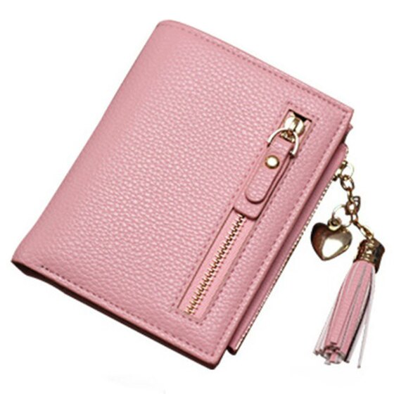 Fashion Women Short Wallets PU Leather Tassel Zipper Small Wallet Purse Cards Holder For Girls Women - ebowsos