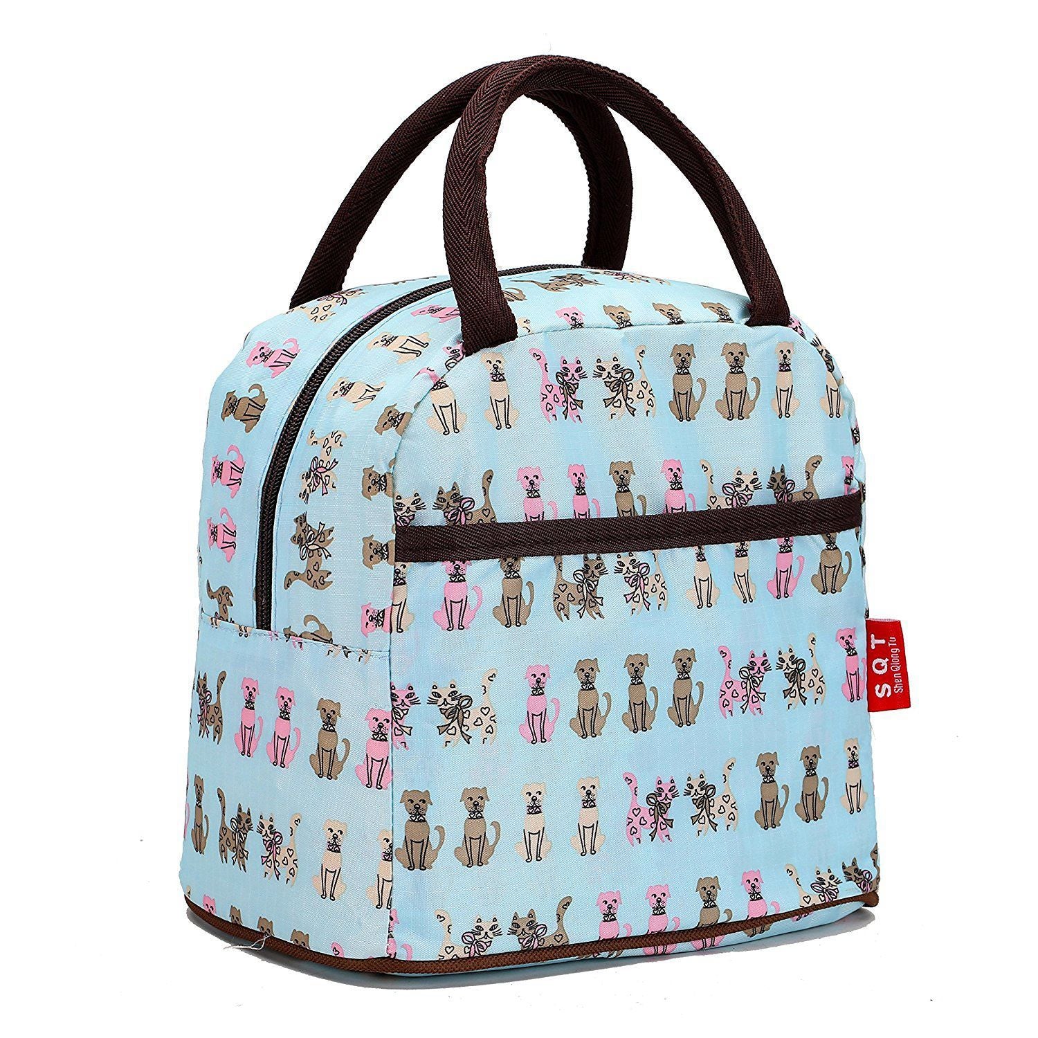 Fashion Zipper Lunch Bag Picnic Box for Women Tote Handbag Pattern puppy - ebowsos