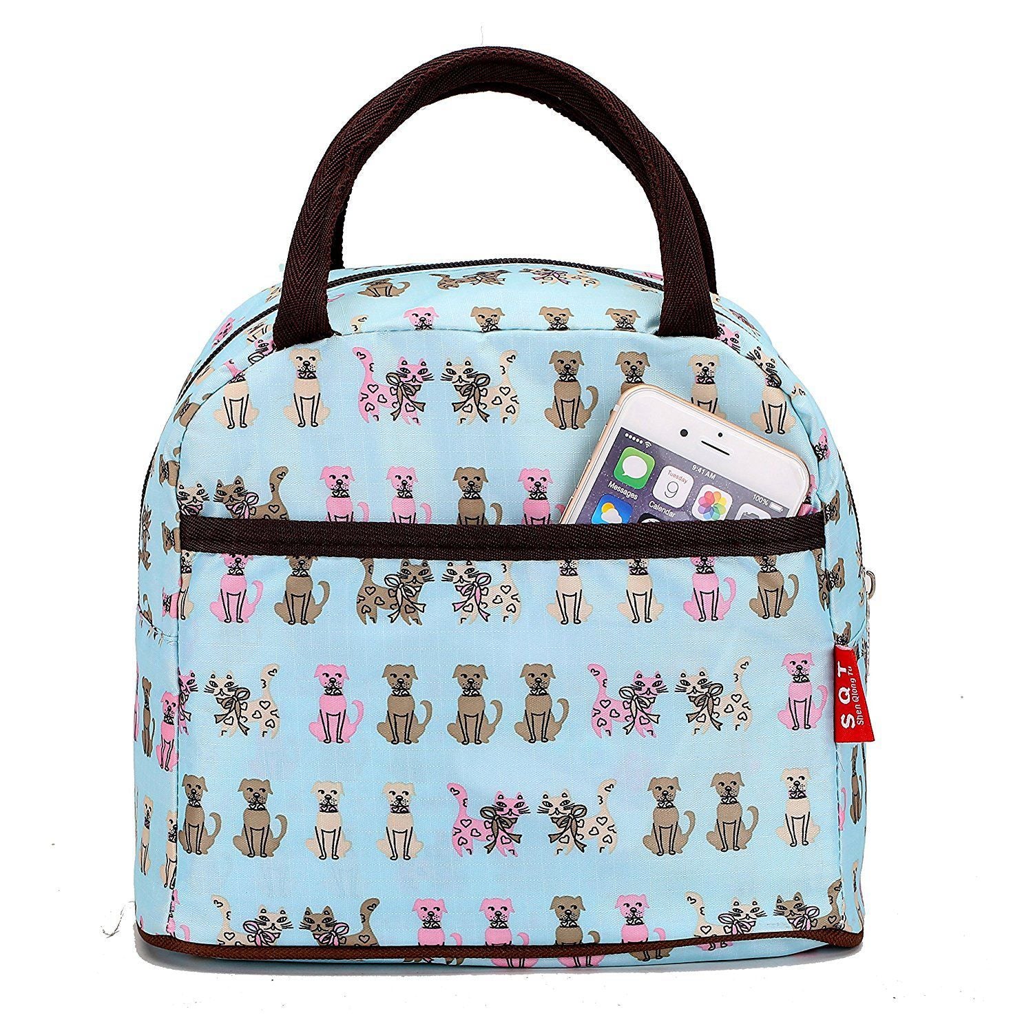 Fashion Zipper Lunch Bag Picnic Box for Women Tote Handbag Pattern puppy - ebowsos