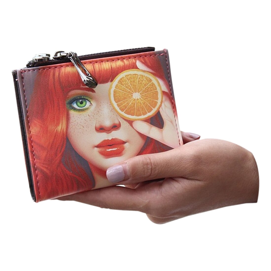 Fashion cartoon wallet short women wallet zipper female purse card holder(Lemon Girl) - ebowsos