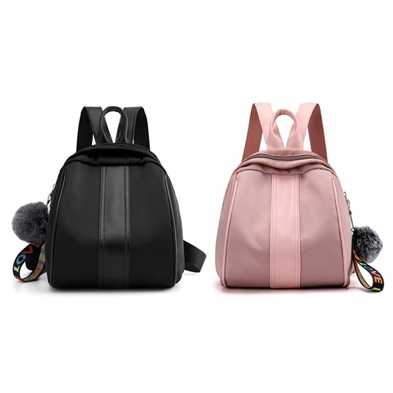 Female Backpacks Students Fuzzy Ball Pendant Shoulder Schoolbags Women Fashion Small Travel Bags - ebowsos